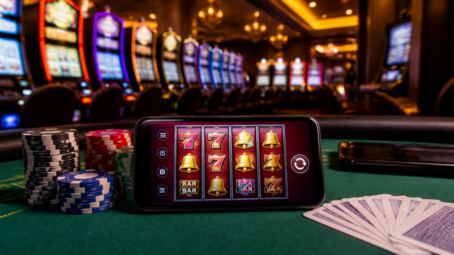 Casino Online Senza Documenti: Criteri per Confrontare gli Operatori Online casino gaming setup with slots, chips, and a smartphone