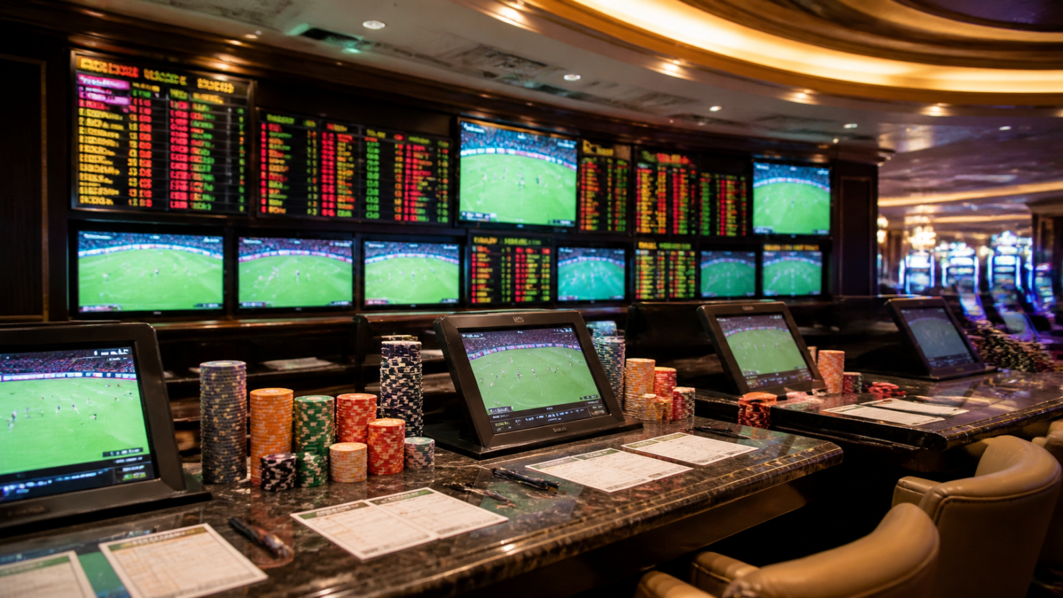 Betting Sites Malaysia: A Practical Guide for Players Casino-style sports betting desk with odds screens and chips