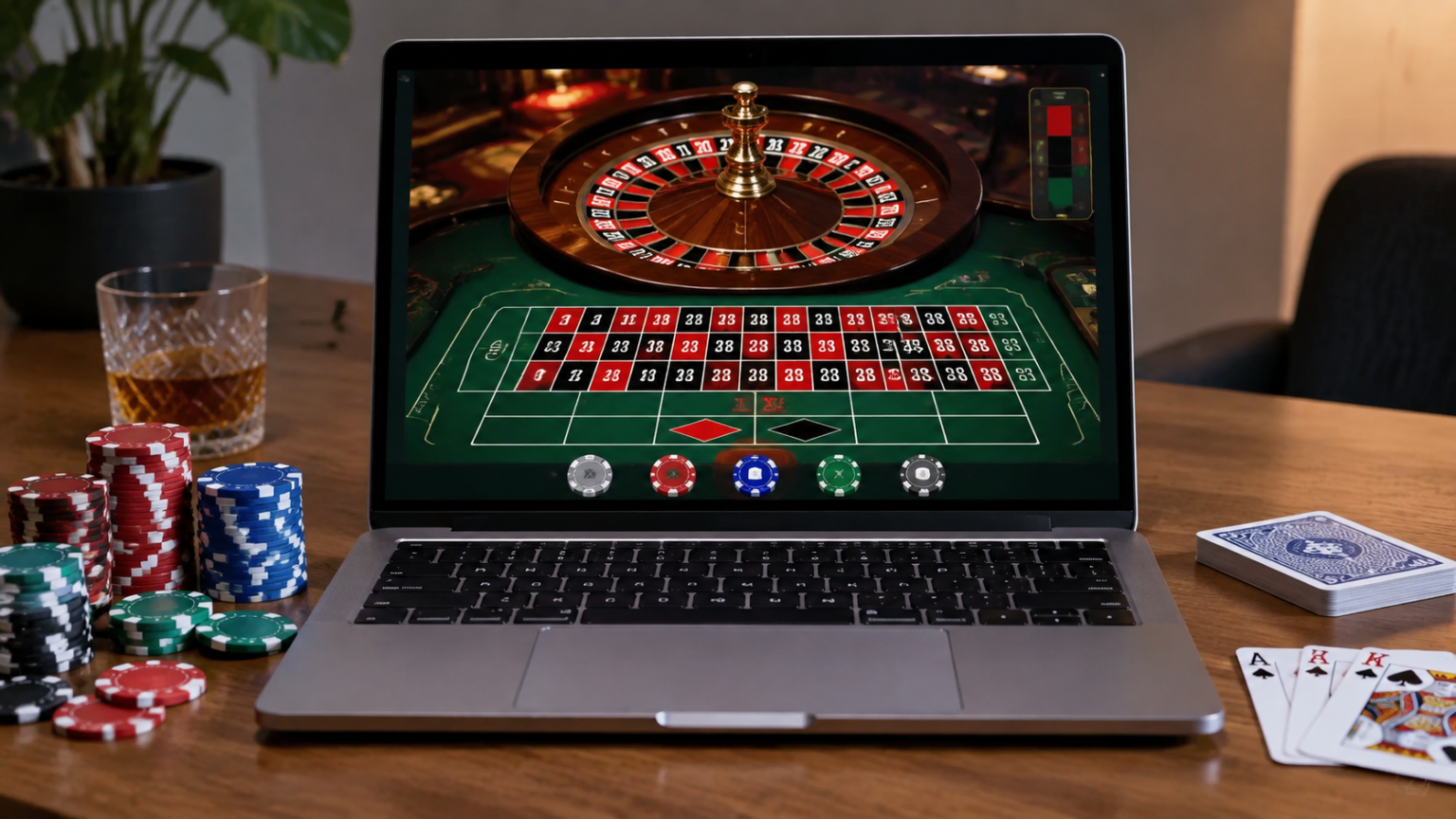 Start with Eligibility, Transparency, and Evidence: best online casino Singapore Laptop showing an online casino roulette game beside playing cards and casino chips