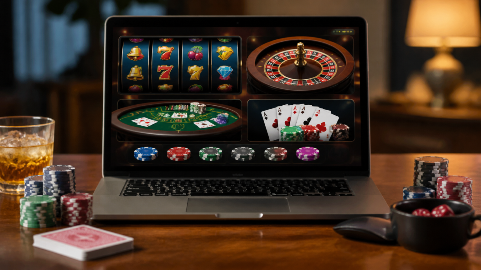 Schermata di un casino online con slot e tavolo da gioco