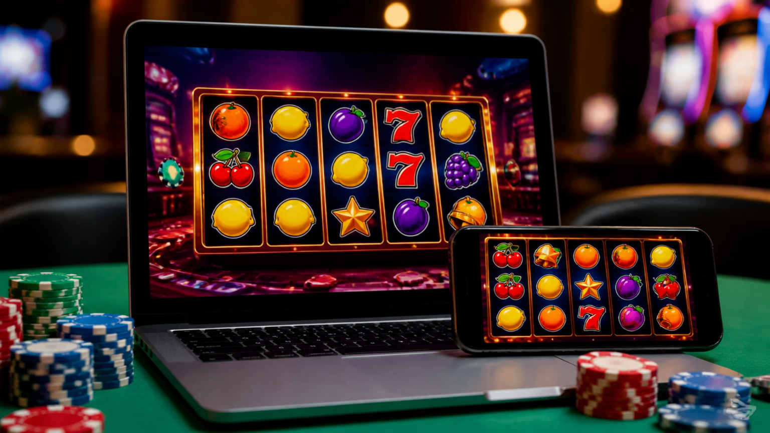trusted online slot malaysia: What Players Should Look For Laptop and phone showing online slot game reels